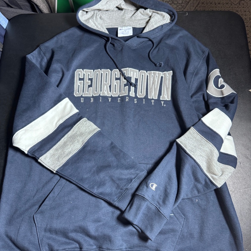 Champion Georgetown University Hoodie Mens 3XL Navy Blue Graphic Pullover